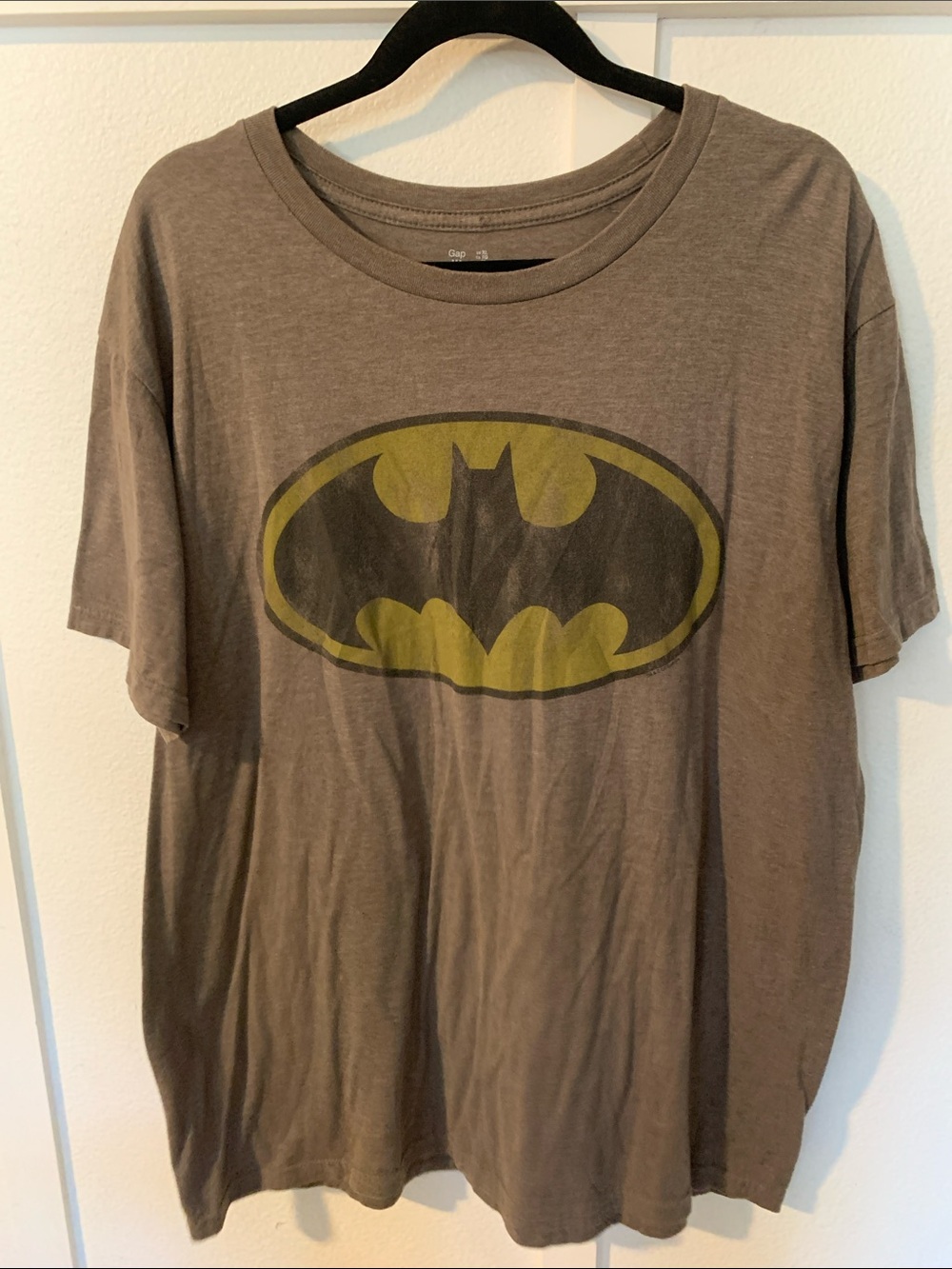 GAP Brown Short-Sleeve Batman Logo Tee with Yellow Accent